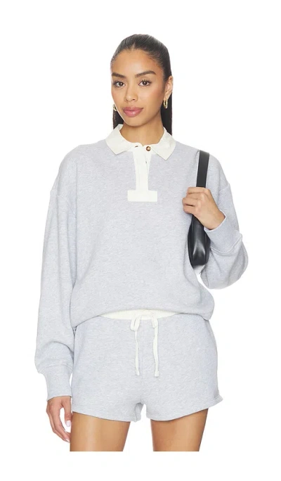 Rag & Bone Vintage Terry Oversized Polo Sweatshirt In Gray