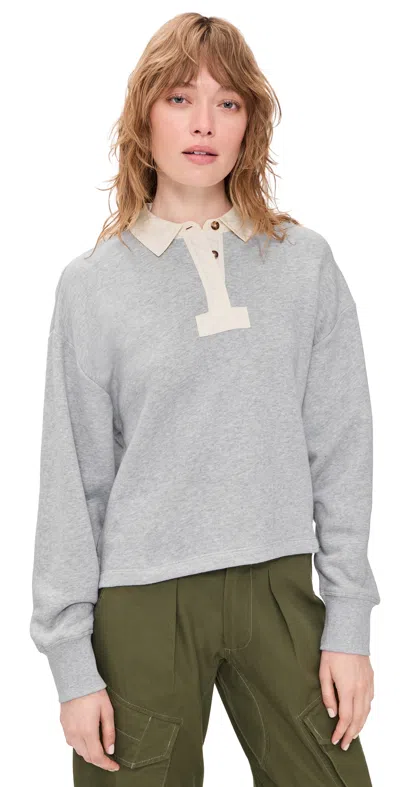 Rag & Bone Vintage Terry Oversized Polo Sweatshirt Hthrg In Gray