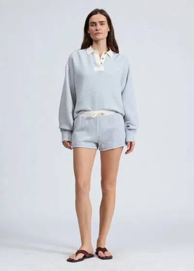 Rag & Bone Vintage Terry Oversized Polo Sweatshirt In Heather Gray In Blue
