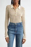 Rag & Bone Viola Stripe Long Sleeve Polo Sweater