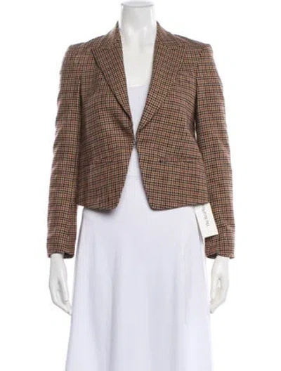 Pre-owned Rag & Bone Virgin Wool Houndstooth Print Blazer In Brown