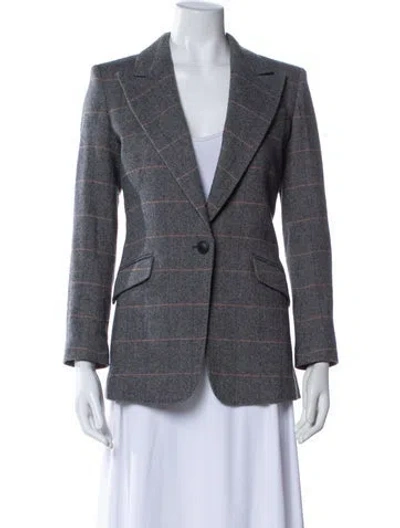 Pre-owned Rag & Bone Virgin Wool Plaid Print Blazer In Black