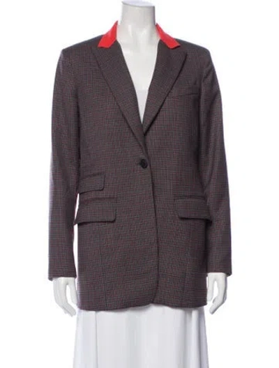 Pre-owned Rag & Bone Virgin Wool Plaid Print Blazer In Black