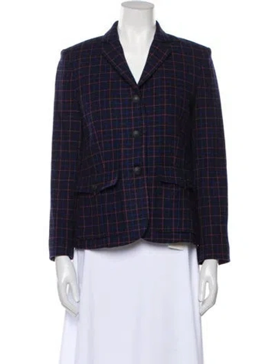 Pre-owned Rag & Bone Virgin Wool Plaid Print Blazer In Blue