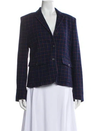 Pre-owned Rag & Bone Virgin Wool Plaid Print Blazer In Blue