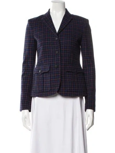 Pre-owned Rag & Bone Virgin Wool Plaid Print Blazer In Blue