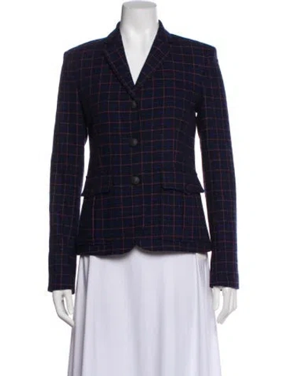 Pre-owned Rag & Bone Virgin Wool Plaid Print Blazer In Blue