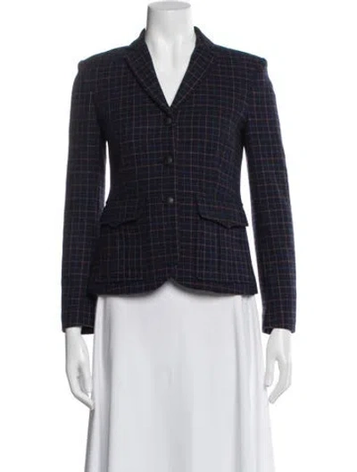 Pre-owned Rag & Bone Virgin Wool Plaid Print Blazer In Blue