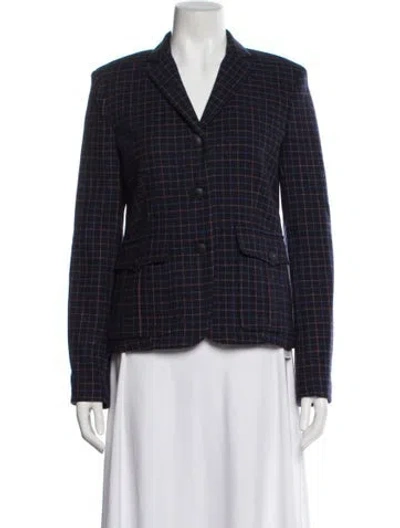 Pre-owned Rag & Bone Virgin Wool Plaid Print Blazer In Blue