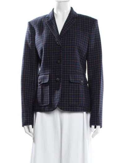 Pre-owned Rag & Bone Virgin Wool Plaid Print Blazer In Blue