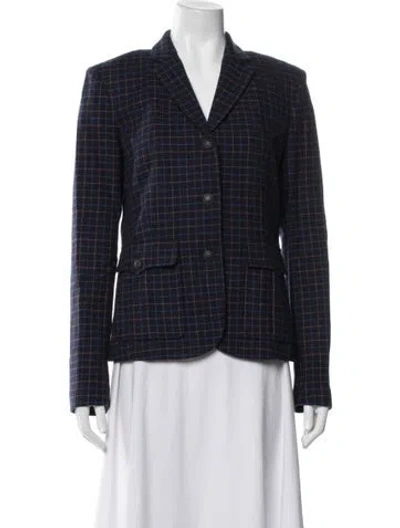 Pre-owned Rag & Bone Virgin Wool Plaid Print Blazer In Blue