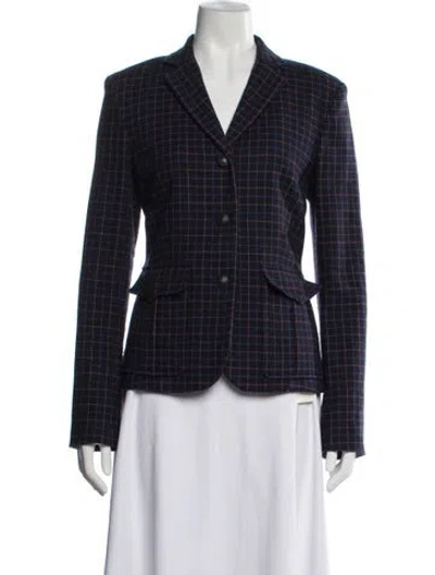 Pre-owned Rag & Bone Virgin Wool Plaid Print Blazer In Blue