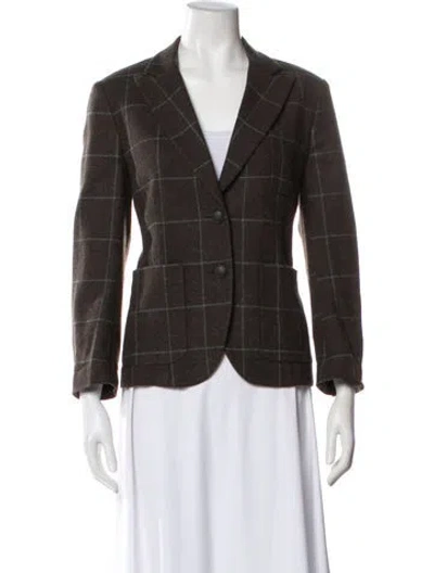 Pre-owned Rag & Bone Virgin Wool Plaid Print Blazer In Brown