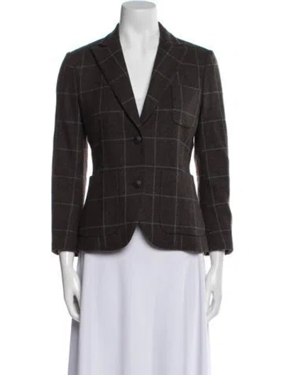 Pre-owned Rag & Bone Virgin Wool Plaid Print Blazer In Brown