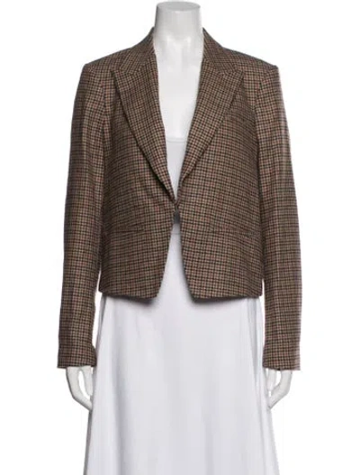 Pre-owned Rag & Bone Virgin Wool Plaid Print Blazer In Brown