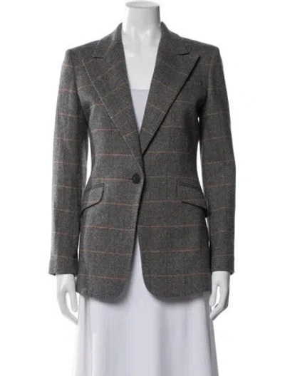 Pre-owned Rag & Bone Virgin Wool Plaid Print Blazer In Gray