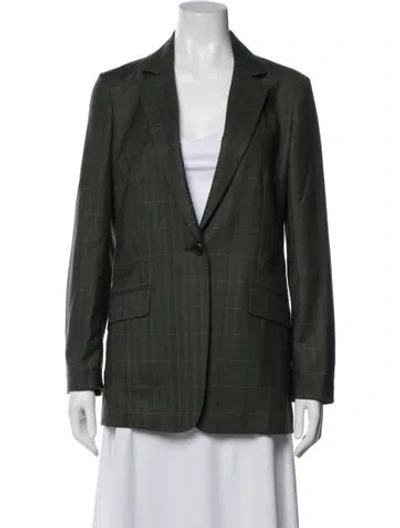 Pre-owned Rag & Bone Virgin Wool Plaid Print Blazer In Green