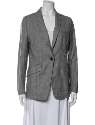 Pre-owned Rag & Bone Virgin Wool Plaid Print Blazer In Grey