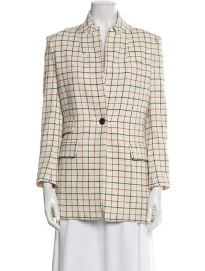 Pre-owned Rag & Bone Virgin Wool Plaid Print Blazer In Neutral