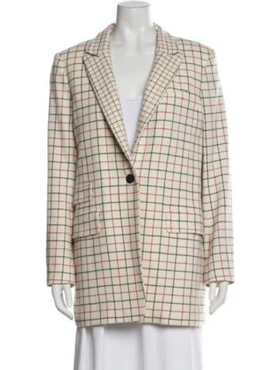 Pre-owned Rag & Bone Virgin Wool Plaid Print Blazer In Neutral