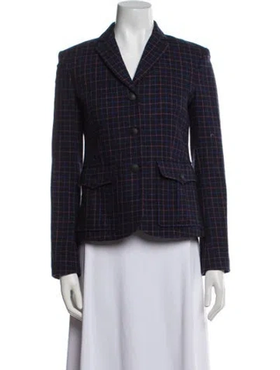 Pre-owned Rag & Bone Virgin Wool Plaid Print Blazer W/ Tags In Blue