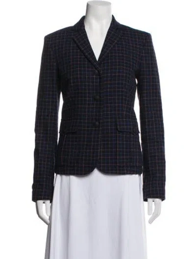 Pre-owned Rag & Bone Virgin Wool Plaid Print Blazer W/ Tags In Blue