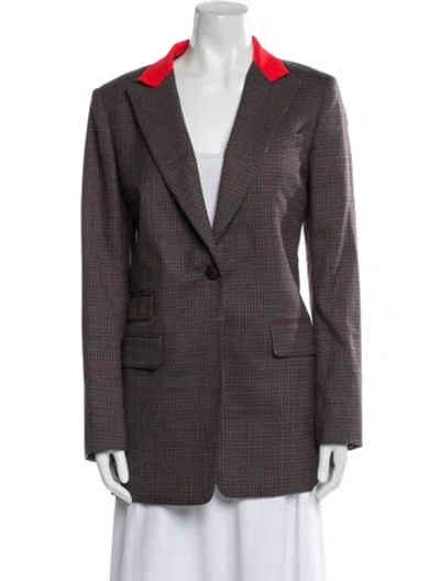 Pre-owned Rag & Bone Virgin Wool Plaid Print Blazer W/ Tags In Brown