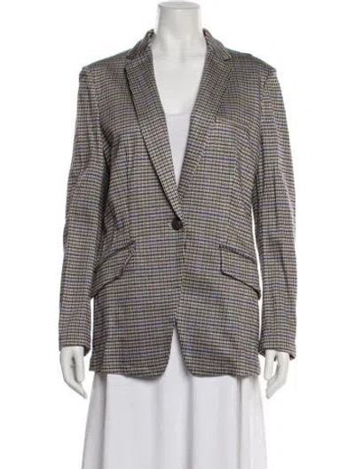 Pre-owned Rag & Bone Virgin Wool Plaid Print Blazer W/ Tags In Gray