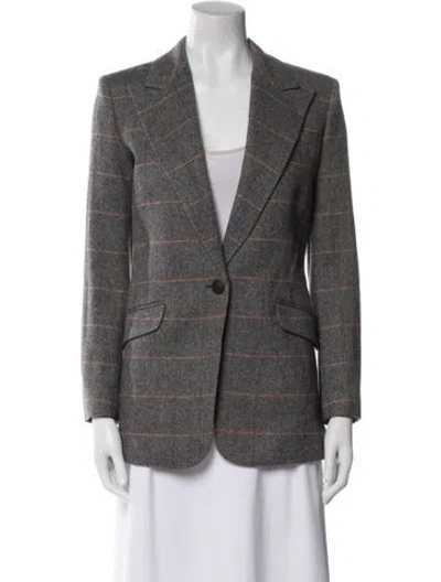 Pre-owned Rag & Bone Virgin Wool Plaid Print Blazer W/ Tags In Gray