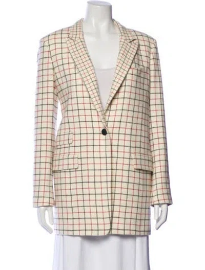 Pre-owned Rag & Bone Virgin Wool Plaid Print Blazer W/ Tags In Neutral