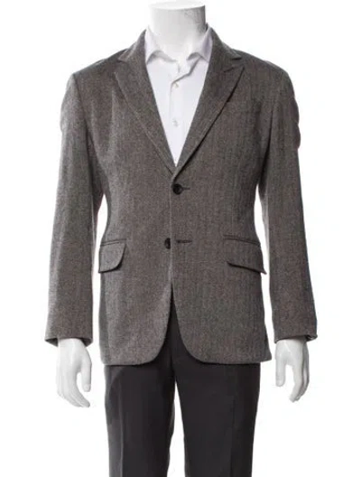 Pre-owned Rag & Bone Virgin Wool Plaid Print Peacoat In Neutral