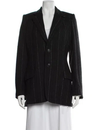 Pre-owned Rag & Bone Virgin Wool Striped Blazer In Black