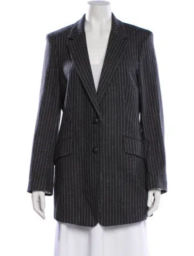 Pre-owned Rag & Bone Virgin Wool Striped Blazer In Gray