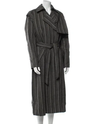 Pre-owned Rag & Bone Virgin Wool Striped Coat W/ Tags In Black