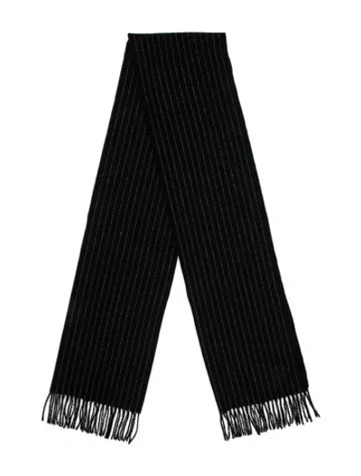 Pre-owned Rag & Bone Virgin Wool Striped Scarf In Black