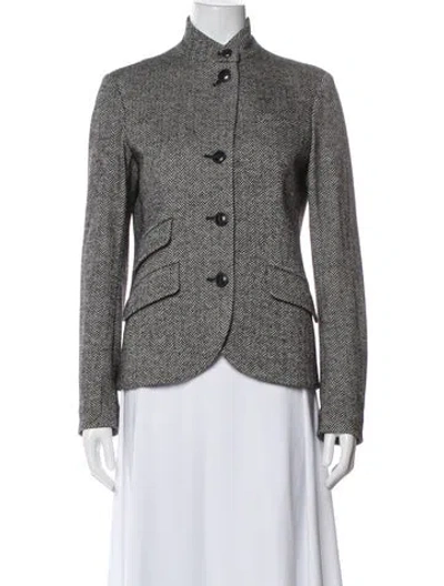 Pre-owned Rag & Bone Virgin Wool Tweed Pattern Blazer In Black