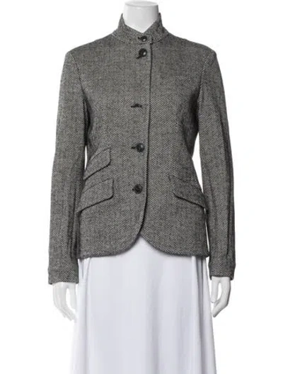 Pre-owned Rag & Bone Virgin Wool Tweed Pattern Blazer In White
