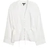 Rag & Bone Viviana Short Sleeve Tie Waist Button-up Shirt In White