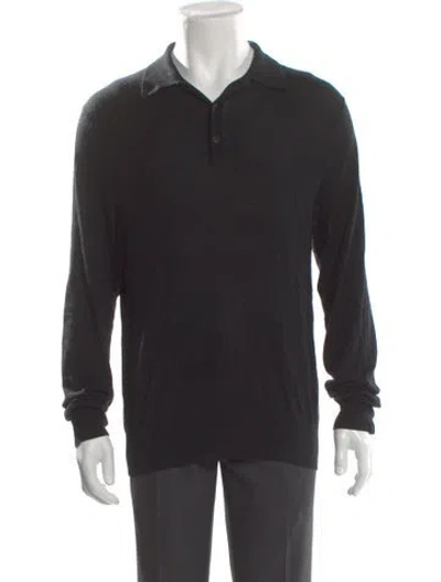 Pre-owned Rag & Bone V-neck Long Sleeve Polo Sweater In Gray