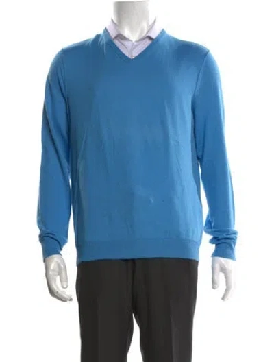 Pre-owned Rag & Bone V-neck Long Sleeve Pullover In Blue