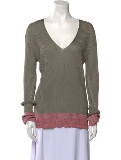 Pre-owned Rag & Bone V-neck Long Sleeve Top In Green