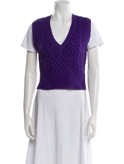 Pre-owned Rag & Bone V-neck Short Sleeve Crop Top In Blue