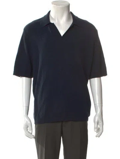 Pre-owned Rag & Bone V-neck Short Sleeve Polo Sweater In Blue