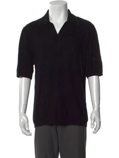 Pre-owned Rag & Bone V-neck Short Sleeve Polo Sweater W/ Tags In Black