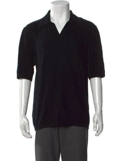 Pre-owned Rag & Bone V-neck Short Sleeve Polo Sweater W/ Tags In Black