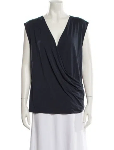 Pre-owned Rag & Bone V-neck Sleeveless Blouse W/ Tags In Blue