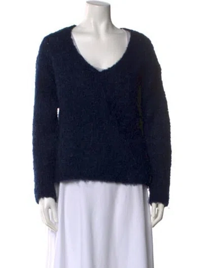 Pre-owned Rag & Bone V-neck Sweater In Blue