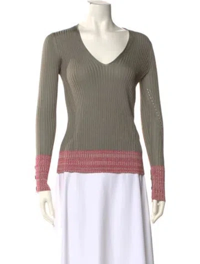 Pre-owned Rag & Bone V-neck Sweater In Green