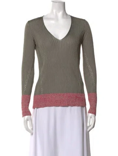 Pre-owned Rag & Bone V-neck Sweater In Green