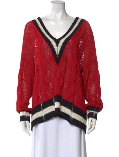 Pre-owned Rag & Bone V-neck Sweater In Red
